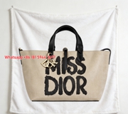 Miss Dior Beige Canvas Tote Bag Art Flannel Throw Blanket Sofa Cover Blanket D415